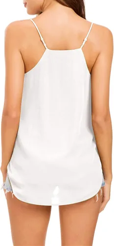 Vista 3 de Camiseta de chifón con tirantes delgados ajustables y cuello en V