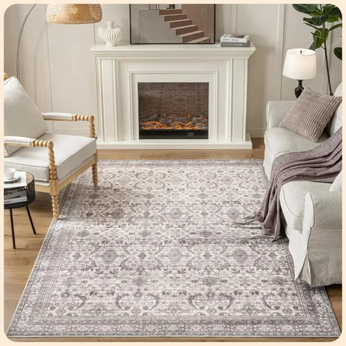 Vista 126 de Istana Alfombra larga antideslizante de 2.5 x 8 para el hogar, para pasillo y cocina, lavable, sedosa y suave al tacto, elegante, color azul y marfil