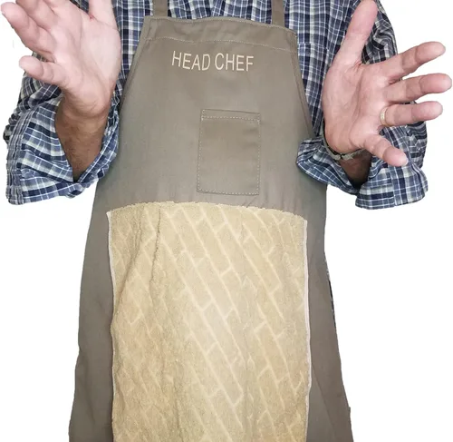 Vista 3 de Delantal de broma Head Chef - Perfecto para papá y fiestas de barbacoa, marrón y bronceado