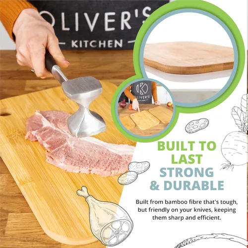 Vista 5 de Oliver's Kitchen ® Juego de 3 tablas de cortar de madera, diferentes tamaños para cada ocasión, bellamente diseñadas, duraderas y resistentes al