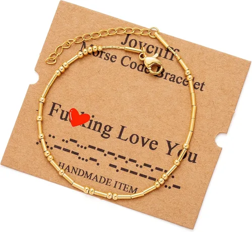 Vista 101 de JoycuFF Pulseras inspiradoras de código morse para mujeres, cuentas de plata, joyería con mantra de motivación, regalos para ella