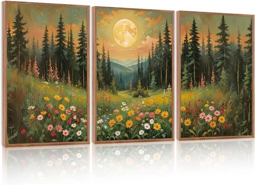 Vista 57 de CHDITB Juego de arte abstracto en lienzo enmarcado moderno para pared, ilustraciones contemporáneas para decoración del hogar, pintura de pared