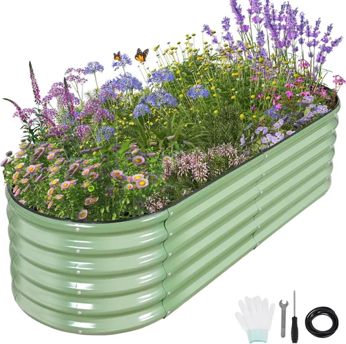 Vista 20 de Cama de jardín elevada galvanizada para exteriores, camas elevadas para jardinería, caja de maceta de metal, kit de cama de jardín elevada de acero