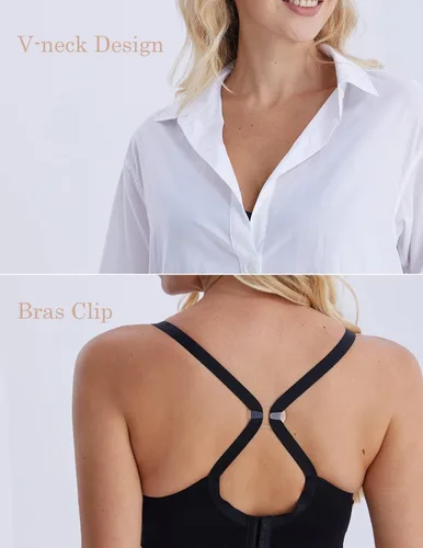 Vista 4 de HOFISH Sujetador de lactancia de maternidad para lactancia materna, embarazo, cuello en V profundo, camiseta sin varillas, con extensores y clips