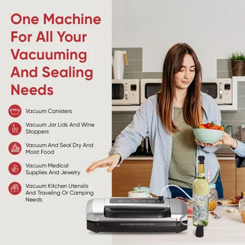Vista 5 de Magic Mill Máquina selladora al vacío de alimentos Mango patentado de fácil cierre para selladores de carne manuales y automáticos, sellado