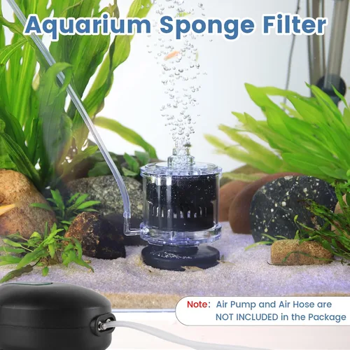 Vista 2 de AQQA Filtro de acuario para acuario, filtro de esponja para pecera impulsado por aire, para filtros sumergibles ultra silenciosos de 20 a 110