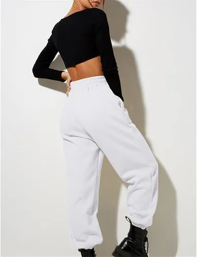 Vista 7 de Pantalones deportivos para mujer, cintura alta, con bolsillos, para negocios, casual, color liso, con estampado degradado, talla grande