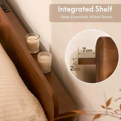 Vista 8 de FLEXISPOT Hako G1 Queen Solid Wood Bed with USA-Assembled Mattress