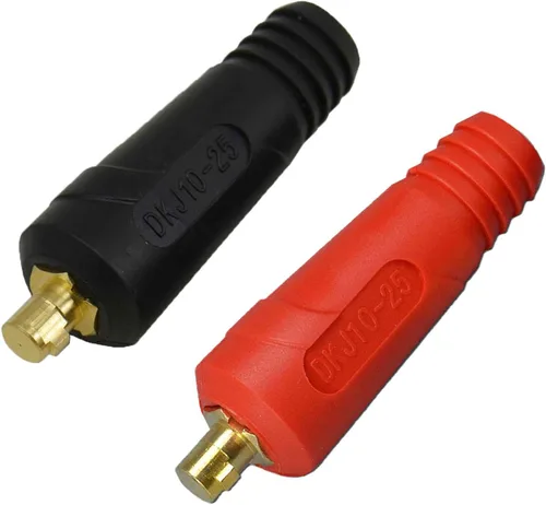 Vista 2 de RIVERWELD Conector del panel del cable de soldadura TIG DKJ10-25 200A 2pcs con ajuste rápido estilo Dinse de color negro