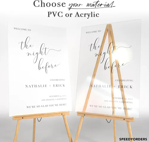 Vista 2 de Letrero personalizado de la noche antes de la boda, letrero personalizado de bienvenida a la noche anterior, cartel de boda para ceremonia de cena