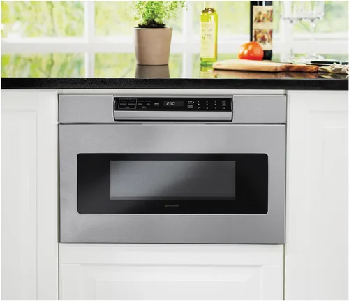 Vista 8 de Sharp, horno microondas SMD2470AS, de 24 pulgadas, 1,2 Cu. Pie de acero inoxidable