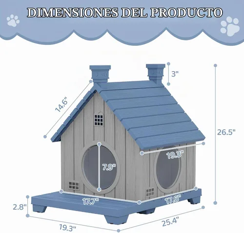 Vista 7 de Casa para gatos al aire libre, resistente a la intemperie, casas de resina duradera para gatos interiores y exteriores, refugio para gatos al aire