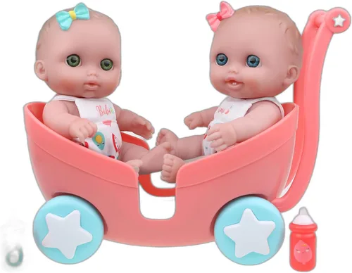 Vista 7 de Lil Cutesies - Juego de regalo de muñeca bebé de vinilo de 9 pulgadas Posable y lavable Traje extraíble Silla alta y accesorios