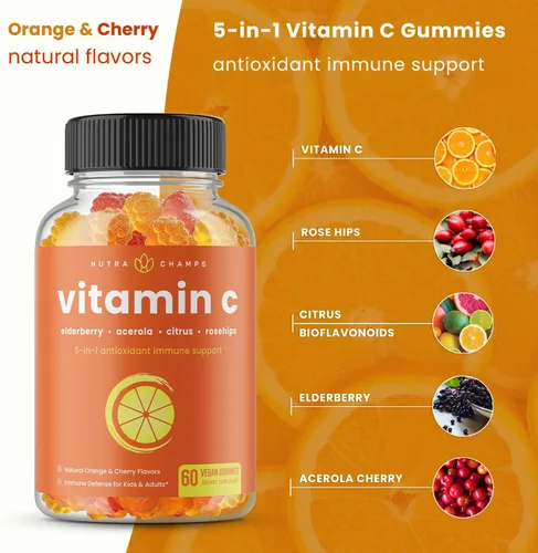 Vista 4 de NutraChamps Paquete de 2 gomitas de vitamina C y gomitas de saúco