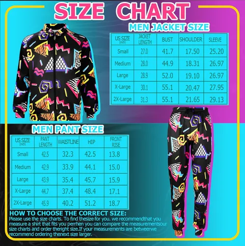 Vista 2 de Mepase Traje retro de los años 80 y 90 para hombre, ropa deportiva con cinta lateral, ropa urbana, ropa urbana, casual, manga larga, chándal