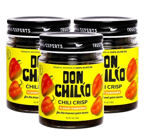 Vista 16 de Don Chilio Salsa picante de habanero mexicano, 5 oz. – Chiles habaneros crujientes y fritos en aceite de oliva 100% sazonado – Apto para keto