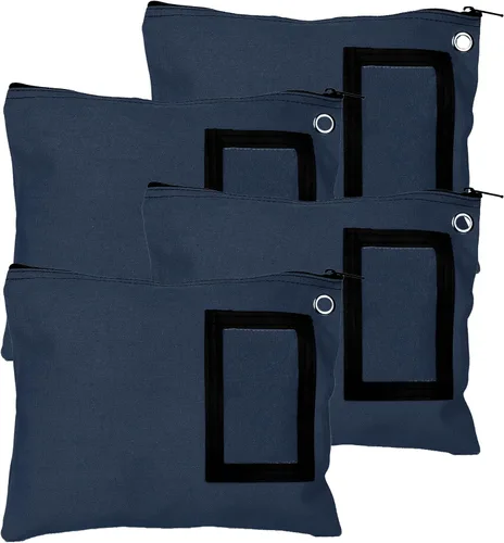 Vista 7 de BankSupplies Bolsas de lona con cremallera de 12 pulgadas de ancho x 9 pulgadas de alto, juego de 4 bolsas de almacenamiento grandes con ojales