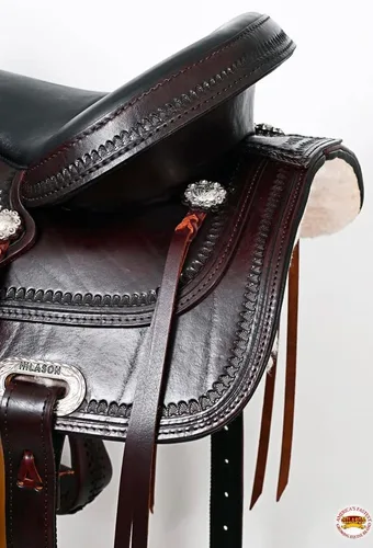 Vista 7 de HILASON Hand-Tooled Dark Brown Leather Western Flex Tree Saddle