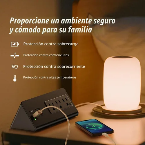 Vista 9 de Regleta de alimentación de montaje en borde para mesita de noche con puertos USB-C, protector de sobretensiones de mesa, abrazaderas de escritorio