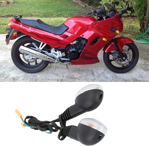Vista 3 de Estink 2 luces intermitentes para motocicleta, intermitentes secuenciales LED ámbar que fluyen, ajuste universal para KLX250 EX250 2008-2012, Negro