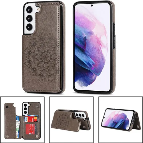 Vista 4 de Asuwish Funda compatible con Samsung Galaxy S22 5G y protector de pantalla de vidrio templado, accesorios para celda, soporte para tarjetas, soporte