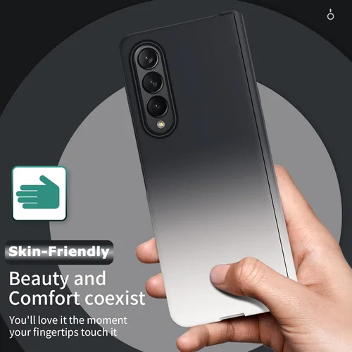 Vista 5 de NINKI Funda compatible con Galaxy Z Fold 4 en blanco y negro degradado con protector de pantalla y bisagra, funda protectora de cuerpo completo