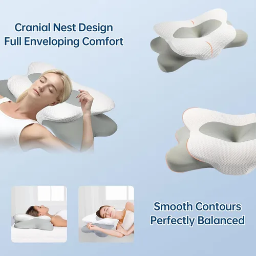 Vista 2 de Almohada cervical cervical para dormir, almohada ergonómica para dormir de lado para soporte de cuello, almohadas de espuma viscoelástica de alta