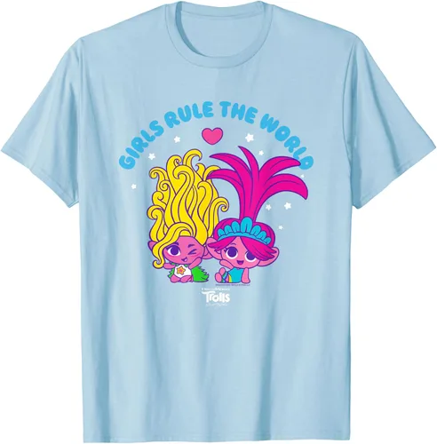 Vista 43 de DreamWorks Trolls Band Together - Camiseta para niñas con leyenda "Rule", diseño Negro