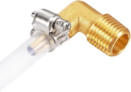 Vista 4 de Uenede 3 piezas de latón 1/2"NPT macho a 1/2" púas 90 grados codo rosca manguera de tubo púas accesorios para agua/aceite/gas