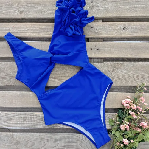 Vista 6 de SPORLIKE Traje de baño de una pieza para mujer, monokini acolchado con volantes