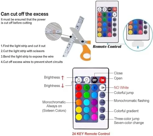 Vista 7 de Tira de luces LED alimentadas por batería con control remoto de 24 teclas, tira de luz de fondo de TV para interiores y exteriores
