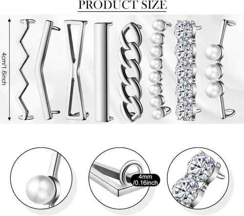 Vista 2 de Hicarer 16 piezas8 pares de dijes de cordones para zapatos deportivos, decoración de cordones de zapatos, clips decorativos para zapatos, diamantes