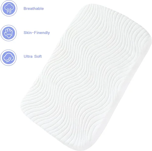 Vista 6 de Protector de colchón para cuna de bebé, 20 x 33 pulgadas, compatible con Baby Delight/KoolerThings/ANGELBLISS/Mika Micky Bassinet, con funda