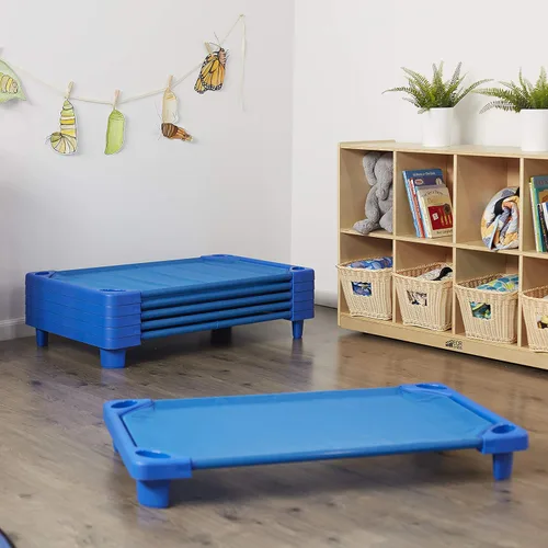 Vista 8 de ECR4Kids Cama/catre estándar para niños pequeños (Paquete de 6), Azul, 1 Breathable mesh, GREENGUARD Gold Certified, 75 lb capacity, space-saving