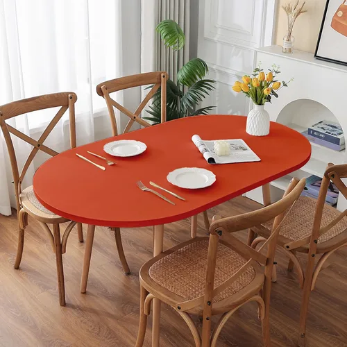 Vista 17 de Mantel redondo de elastano, suave y agradable a la piel, sin pelusas, funda de mesa de tela transpirable con banda elástica para comedor, reunión