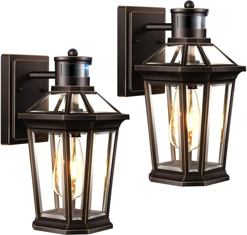 Vista 11 de VIANIS Luces exteriores grandes con sensor de movimiento negro, rango de detección ajustable, accesorios de iluminación exterior de aluminio