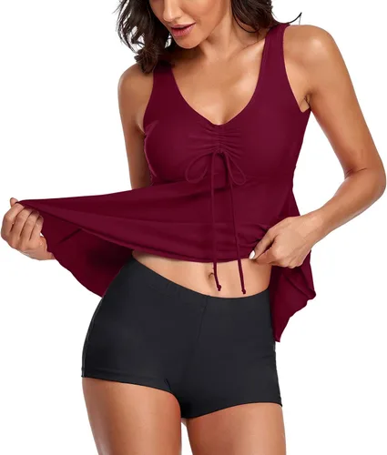 Vista 3 de kangguolai Board Shorts Women Piece Two Flowy Swimwear for Women Suits Swimsuits Tank Control Bathing Tummy Woman