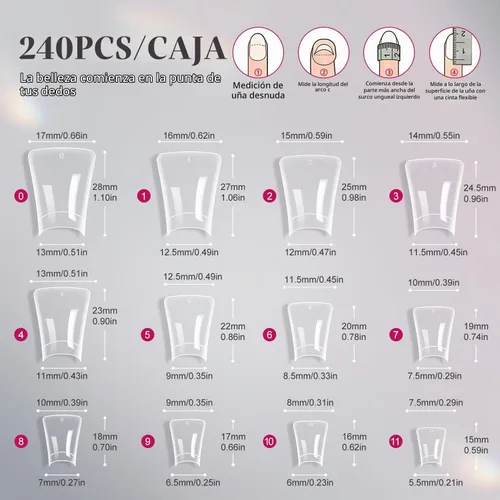 Vista 6 de krofaue Duck Nail Tips - Clear Flexible Gel Curved Nail Tips Media cubierta de pato transparente