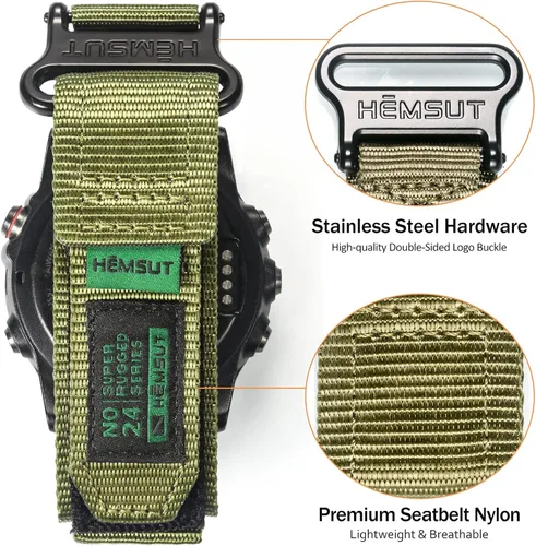 Vista 6 de Compatible con la Correa de Reloj Garmin, Correa Deportiva de Nylon Super Resistente con Diseño de Bucle Tejido