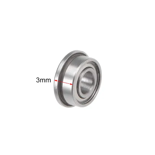 Vista 3 de Uxcell F683ZZ - Rodamientos de bolas con brida, 3 x 7 x 3 mm, acero cromado con blindaje, 10
