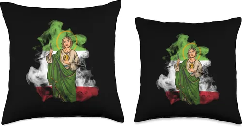 Vista 3 de St. Jude Thaddeus con Mexico San Judas Tadeo. Almohada con bandera de México, 16 x 16 pulgadas, multicolor