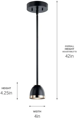 Vista 4 de Kichler Baland™ - Mini colgante de 1 luz de 4 pulgadas en negro y níquel pulido