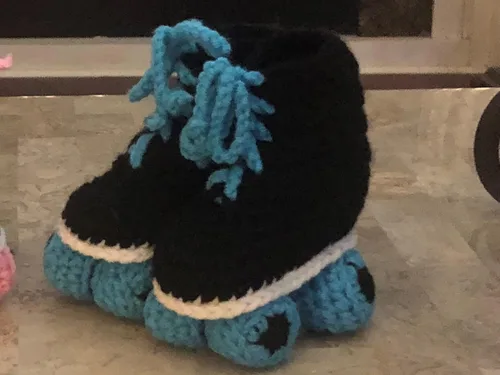 Vista 2 de Racing Style Roller Skate baby booties (Teal)