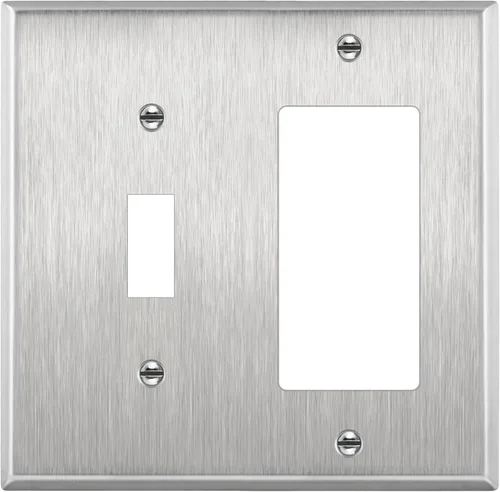 Vista 20 de ENERLITES - Placa de pared combinada para interruptor de palanca y enchufe decorativo, cubierta de acero inoxidable 201, resistente a la corrosión