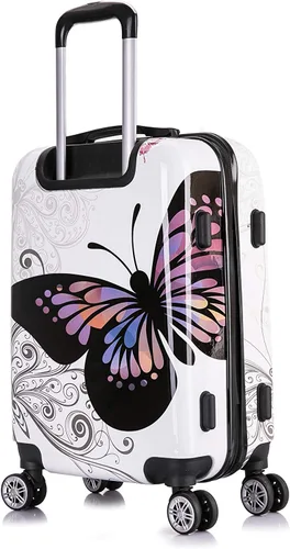 Vista 2 de InUSA - Equipaje rodante de paredes duras dibujadas con asas ergonómicas maleta de viaje con cuatro ruedas y tapones Butterfly 648609500837