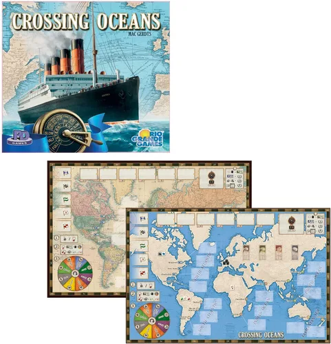 Vista 2 de Rio Grande Games Crossing Oceans - Juego de mesa con temática económica, juego de mesa de estrategia marítima del siglo XIX, juegos de PD