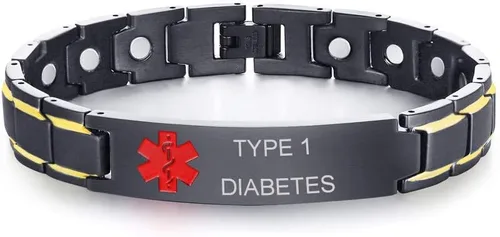 Vista 16 de XUANPAI Pulseras de alerta médica para hombres y mujeres con grabado gratuito ajustable de acero inoxidable para emergencias médicas