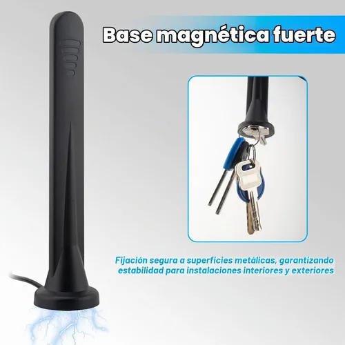 Vista 3 de Antena 5G LTE Amplificador de señal 4G Antena de red omnidireccional externa SMA TS9 Conector 15Dbi Antena base magnética con cable 3M