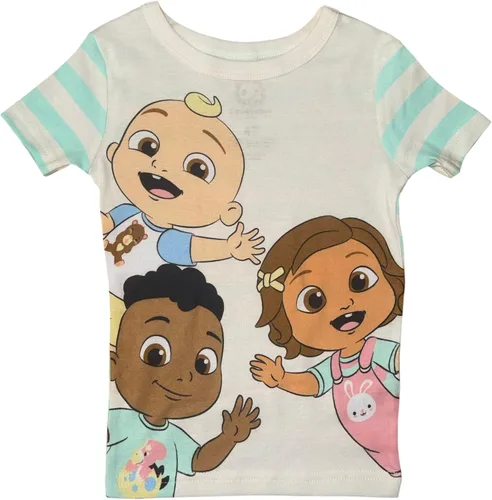 Vista 2 de CoComelon Conjunto de pijama de algodón ajustado de 4 piezas para niños pequeños
