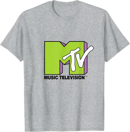 Vista 36 de Camiseta de tratamiento de relleno con logotipo MTV verde lima y morado, Negro, S Azul Marino